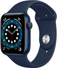 Apple Watch Series 6 (GPS) 44mm Aluminum Case (blue) with Sport Band (deep navy) (M00J3)