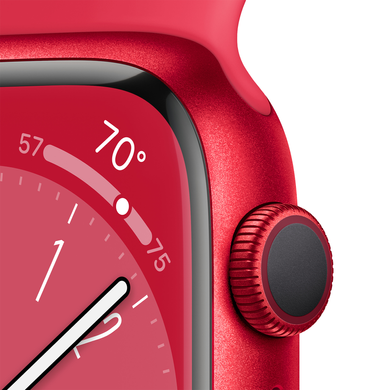 Apple Watch Series 8 (GPS) 45mm Aluminum Case (red) with Sport Band (red) (MNP43) Regular, 140-220mm