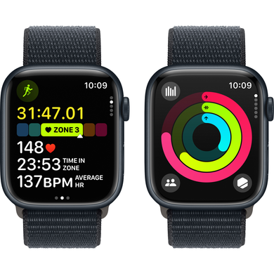 Apple Watch Series 9 (GPS) 45mm Aluminum Case (midnight) with Sport Loop (midnight) (MR9C3)