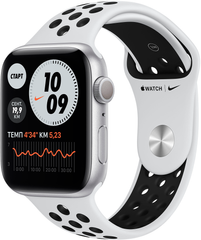 Apple Watch Nike Series 6 (GPS) 44mm Aluminum Case (silver) with Nike Sport Band (pure platinum/black) (MG293)