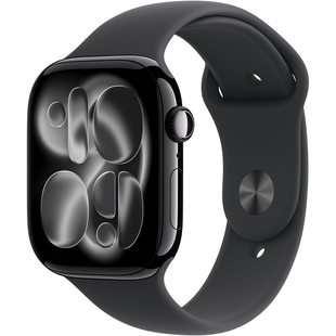 Apple Watch Series 11 (GPS+Cellular) 46mm Aluminum Case (jet black) with Sport Band (black) - M/L, 160-210mm (MFC44RK/A)