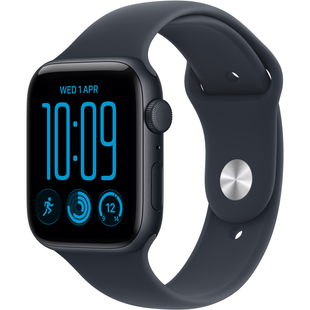 Apple Watch SE (3 Gen, 2026) (GPS+Cellular) 44mm Aluminum Case (midnight) with Sport Band (navy blue) - S/M, 140-190mm (MJLQ4RK/A)
