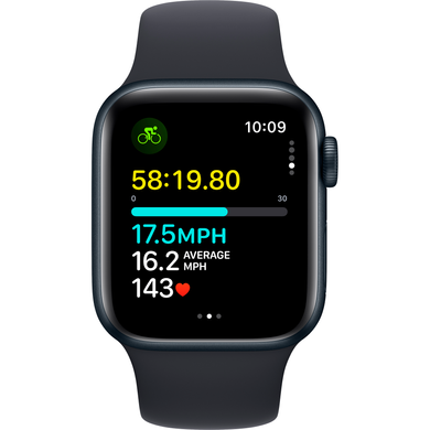 Apple Watch SE (2 Gen, 2023) (GPS) 40mm Aluminum Case (midnight) with Sport Band (midnight) - M/L (MR9Y3)