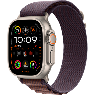 Apple Watch Ultra (2 Gen, 2023) (GPS+Cellular) 49mm Titanium Case (natural) with Alpine Loop (indigo) - M (MRET3UL/A)