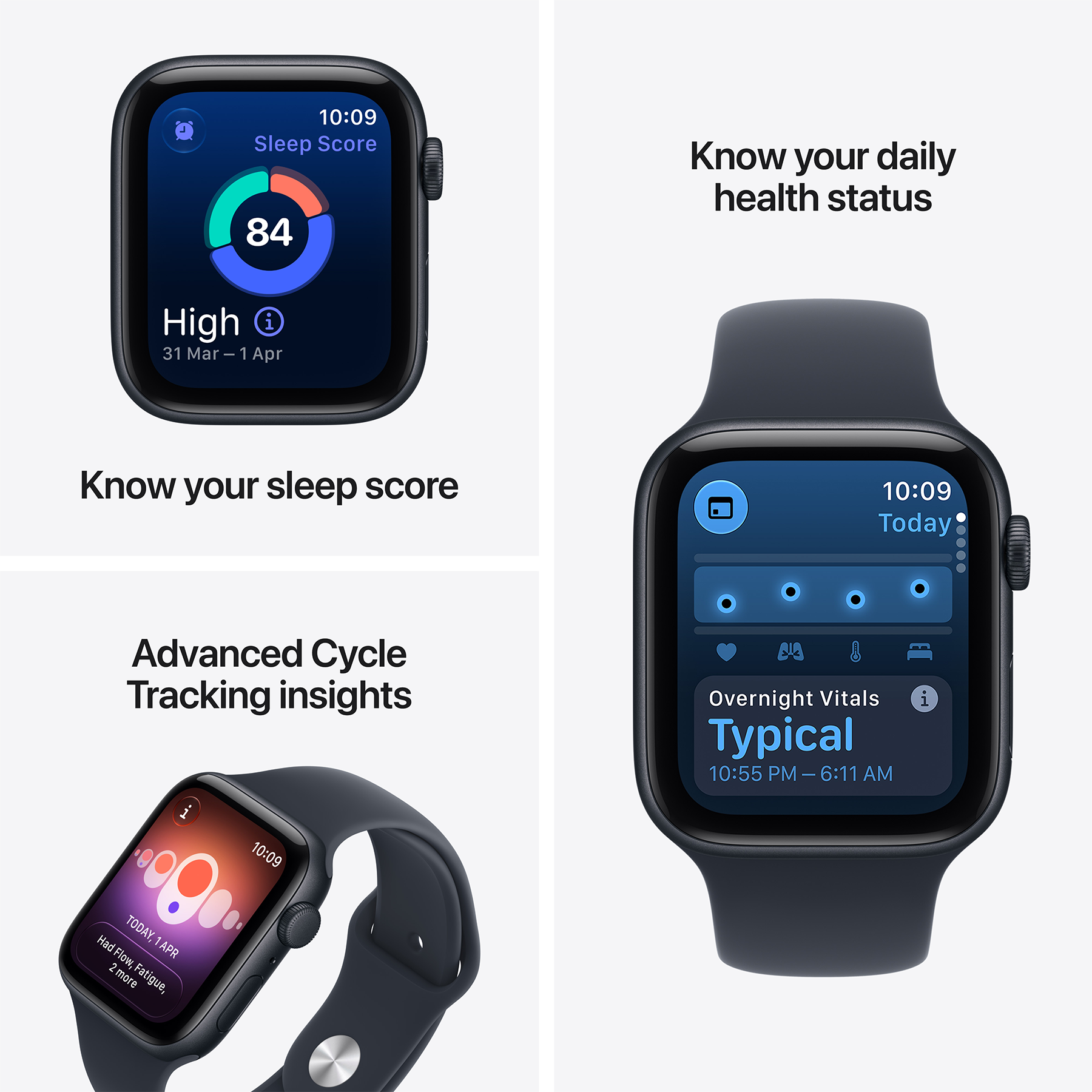 Apple Watch SE (3 Gen, 2026) (GPS+Cellular) 44mm Aluminum Case (midnight) with Sport Band (navy blue) - M/L, 160-210mm (MJLT4RK/A)