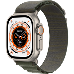 Apple Watch Ultra (GPS+Cellular) 49mm Titanium Case (natural) with Alpine Loop (green) (MNHJ3) Small, 130-160mm