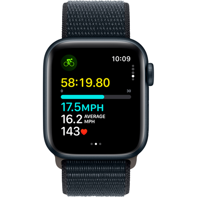 Apple Watch SE (2 Gen, 2022) (GPS) 40mm Aluminum Case (midnight) with Sport Loop (midnight) (MRE03QP/A)