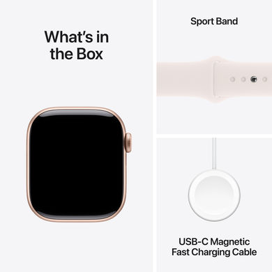 Apple Watch Series 10 (GPS) 42mm Aluminum Case (rose gold) with Sport Band (light blush) - S/M (MWWH3QH/A)