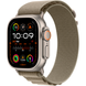 Apple Watch Ultra (2 Gen, 2023) (GPS+Cellular) 49mm Titanium Case (natural) with Alpine Loop (olive) - S (MREX3UL/A)