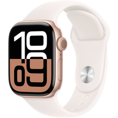 Apple Watch Series 10 (GPS) 42mm Aluminum Case (rose gold) with Sport Band (light blush) - M/L (MWWJ3QH/A)