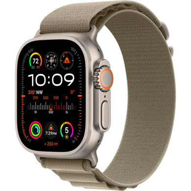 Apple Watch Ultra (2 Gen, 2023) (GPS+Cellular) 49mm Titanium Case (natural) with Alpine Loop (olive) - M (MREY3UL/A)