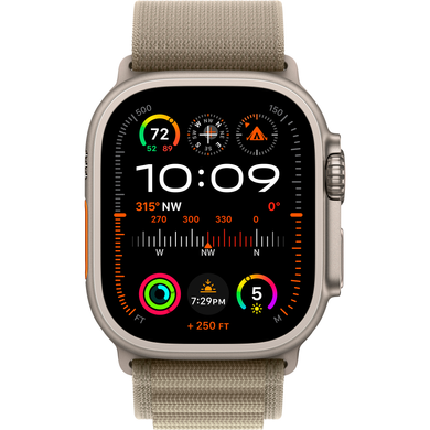 Apple Watch Ultra (2 Gen, 2023) (GPS+Cellular) 49mm Titanium Case (natural) with Alpine Loop (olive) - M (MREY3UL/A)