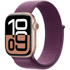 Apple Watch Series 10 (GPS) 42mm Aluminum Case (rose gold) with Sport Loop (plum) (MWWK3QH/A)