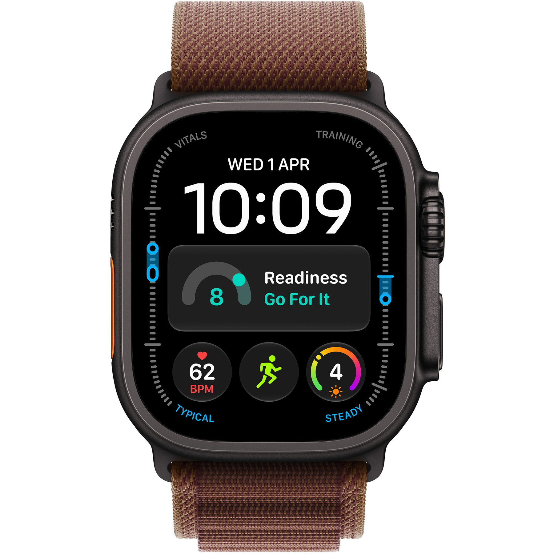 Apple Watch Ultra (4 Gen, 2026) (GPS+Cellular) 49mm Titanium Case (black) with Alpine Loop (burgundy) - M, 145-190mm (MJC14QI/A)