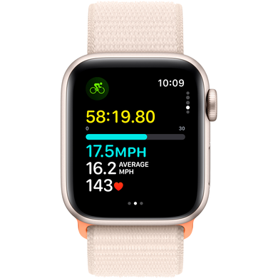 Apple Watch SE (2 Gen, 2022) (GPS) 40mm Aluminum Case (starlight) with Sport Loop (starlight) (MR9W3QP/A)