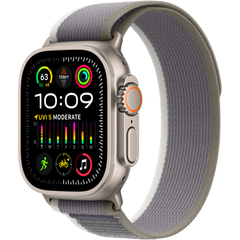 Apple Watch Ultra (2 Gen, 2023) (GPS+Cellular) 49mm Titanium Case (natural) with Trail Loop (green/gray) - M/L (MRF43UL/A)