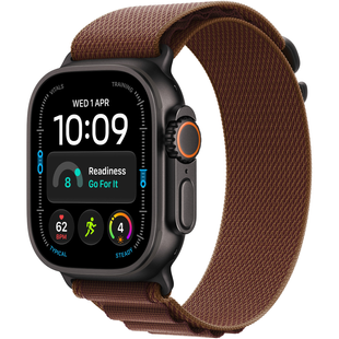 Apple Watch Ultra (4 Gen, 2026) (GPS+Cellular) 49mm Titanium Case (black) with Alpine Loop (burgundy) - L, 165-210mm (MJC24QI/A)