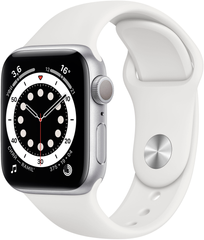 Apple Watch Series 6 (GPS) 40mm Aluminum Case (silver) with Sport Band (white) (MG283)