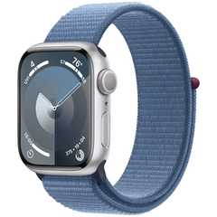 Apple Watch Series 9 (GPS) 41mm Aluminum Case (silver) with Sport Loop (winter blue) (MR923)