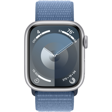 Apple Watch Series 9 (GPS) 41mm Aluminum Case (silver) with Sport Loop (winter blue) (MR923)