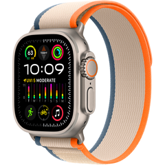 Apple Watch Ultra (2 Gen, 2023) (GPS+Cellular) 49mm Titanium Case (natural) with Trail Loop (orange/beige) - S/M (MRF13UL/A)