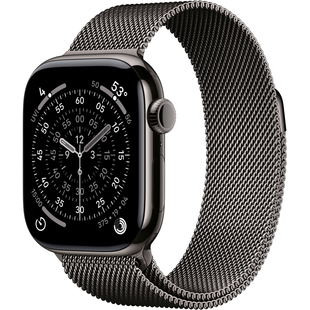 Apple Watch Series 11 (GPS+Cellular) 42mm Titanium Case (slate) with Milanese Loop (slate) - One Size, 130-180mm (MF8U4RK/A)