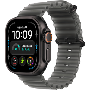Apple Watch Ultra (4 Gen, 2026) (GPS+Cellular) 49mm Titanium Case (black) with Ocean Band (translucent black) - One Size, 130-200mm (MJAY4QI/A)
