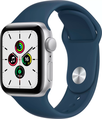 Apple Watch SE (GPS) 40mm Aluminum Case (silver) with Sport Band (abyss blue) (MKNY3)