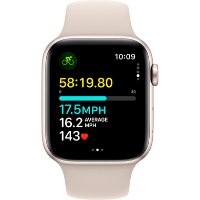 Apple Watch SE (2 Gen, 2023) (GPS) 44mm Aluminum Case (starlight) with Sport Band (starlight) - S/M (MRE43QP/A)