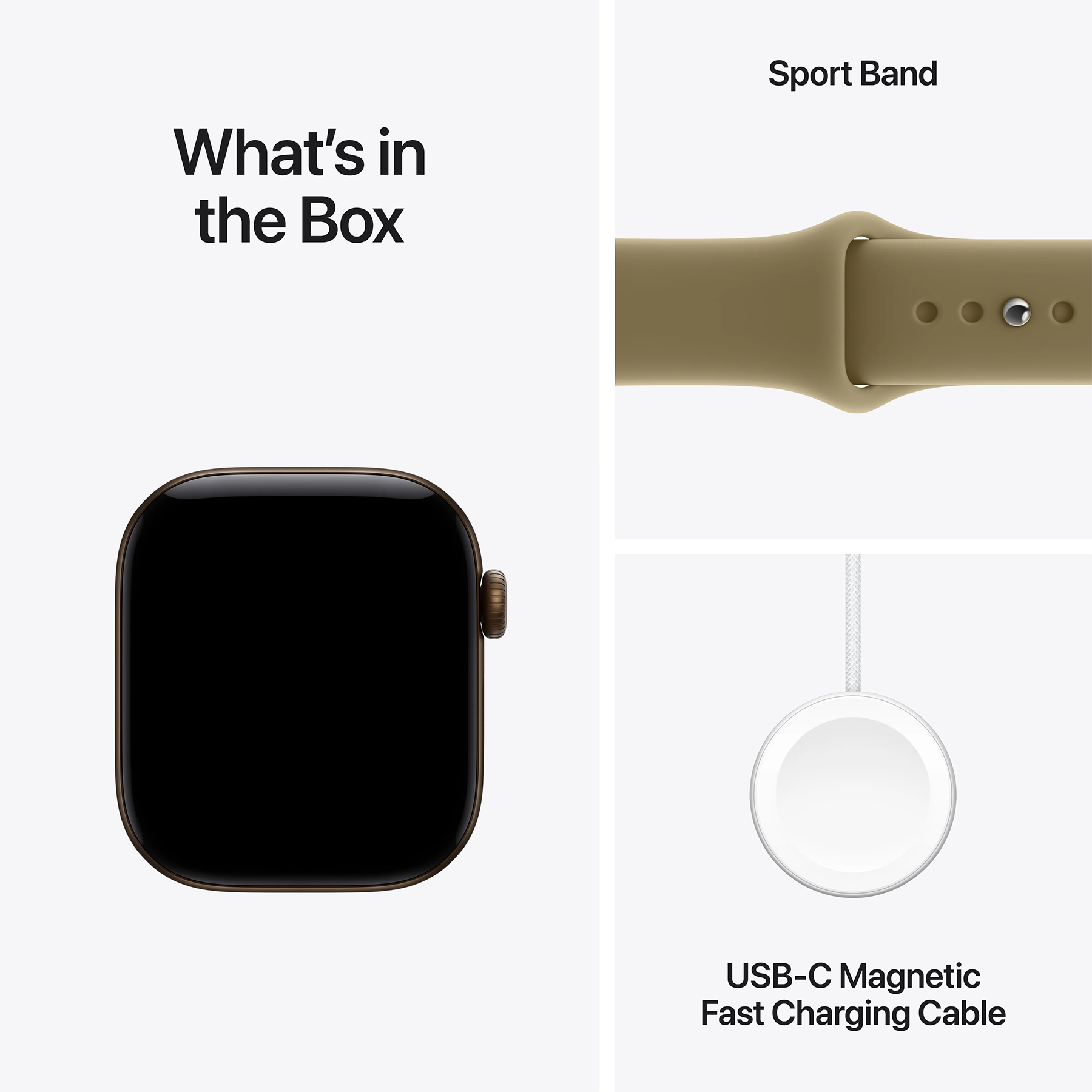 Apple Watch Series 12 (GPS) 42mm Aluminum Case (dark bronze) with Sport Band (olive) - S/M, 130-180mm (MJEF4RK/A)