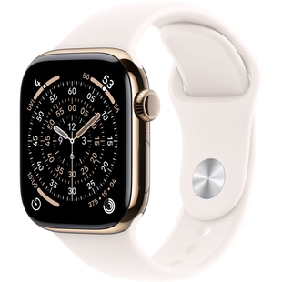 Apple Watch Series 11 (GPS+Cellular) 42mm Titanium Case (gold) with Sport Band (light blush) - M/L, 150-200mm (MF8X4RK/A)