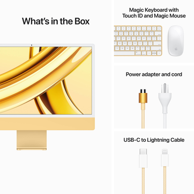 Apple iMac 24" (M3 8C CPU, 10C GPU, 2023) 8Gb/256Gb (yellow) (MQRL3)