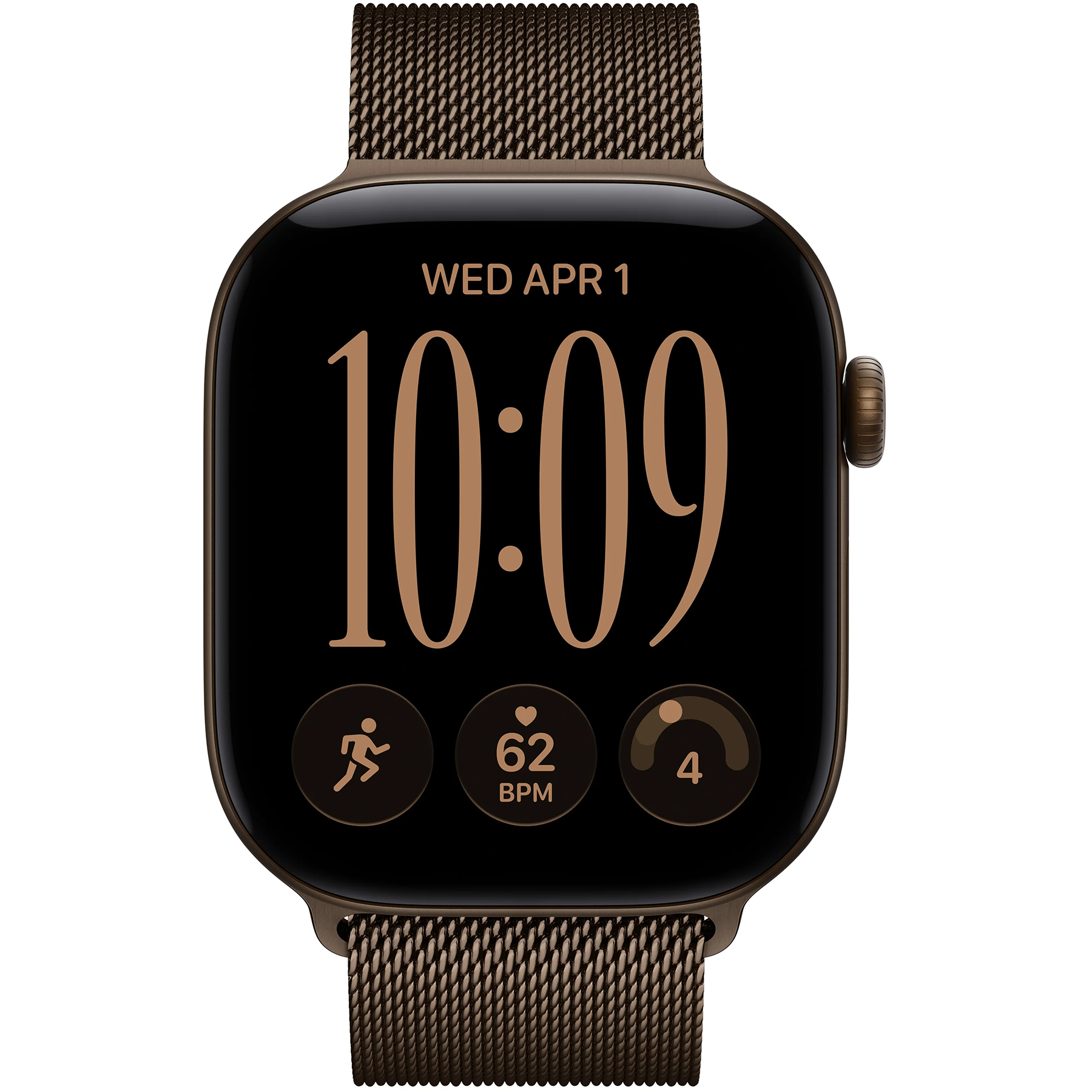 Apple Watch Series 12 (GPS) 46mm Aluminum Case (dark bronze) with Milanese Loop (dark bronze) - M/L, 150-200mm (MKD84RK/A)