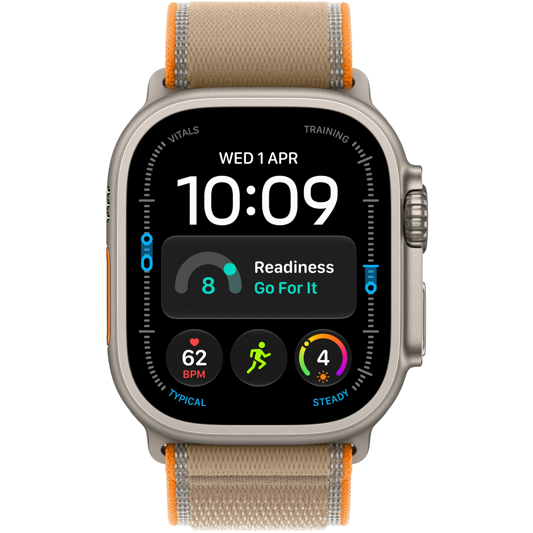Apple Watch Ultra (4 Gen, 2026) (GPS+Cellular) 49mm Titanium Case (natural) with Trail Loop (sand) - S/M, 130-180mm (MJAJ4QI/A)