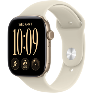 Apple Watch Series 12 (GPS) 46mm Aluminum Case (light gold) with Sport Band (sand) - S/M, 140-190mm (MJEN4RK/A)