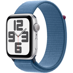 Apple Watch SE (2 Gen, 2022) (GPS) 44mm Aluminum Case (silver) with Sport Loop (winter blue) (MREF3QP/A)