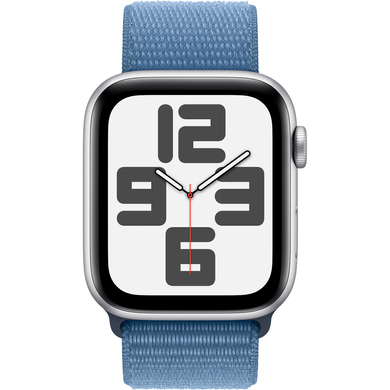 Apple Watch SE (2 Gen, 2022) (GPS) 44mm Aluminum Case (silver) with Sport Loop (winter blue) (MREF3QP/A)