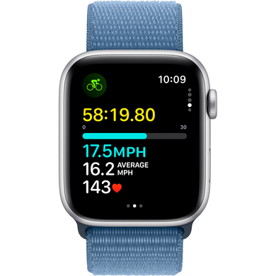 Apple Watch SE (2 Gen, 2022) (GPS) 44mm Aluminum Case (silver) with Sport Loop (winter blue) (MREF3QP/A)