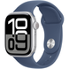 Apple Watch Series 10 (GPS) 42mm Aluminum Case (silver) with Sport Band (denim) - S/M (MWWA3)