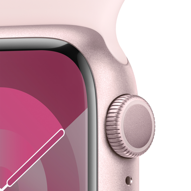 Apple Watch Series 9 (GPS) 41mm Aluminum Case (pink) with Sport Band (light pink) - S/M (MR933)