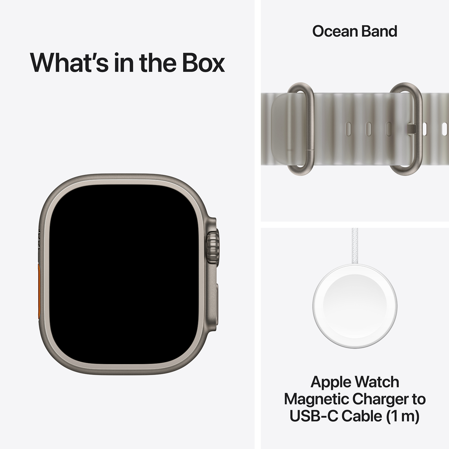 Apple Watch Ultra (4 Gen, 2026) (GPS+Cellular) 49mm Titanium Case (natural) with Ocean Band (translucent grey) - One Size, 130-200mm (MJAD4QI/A)