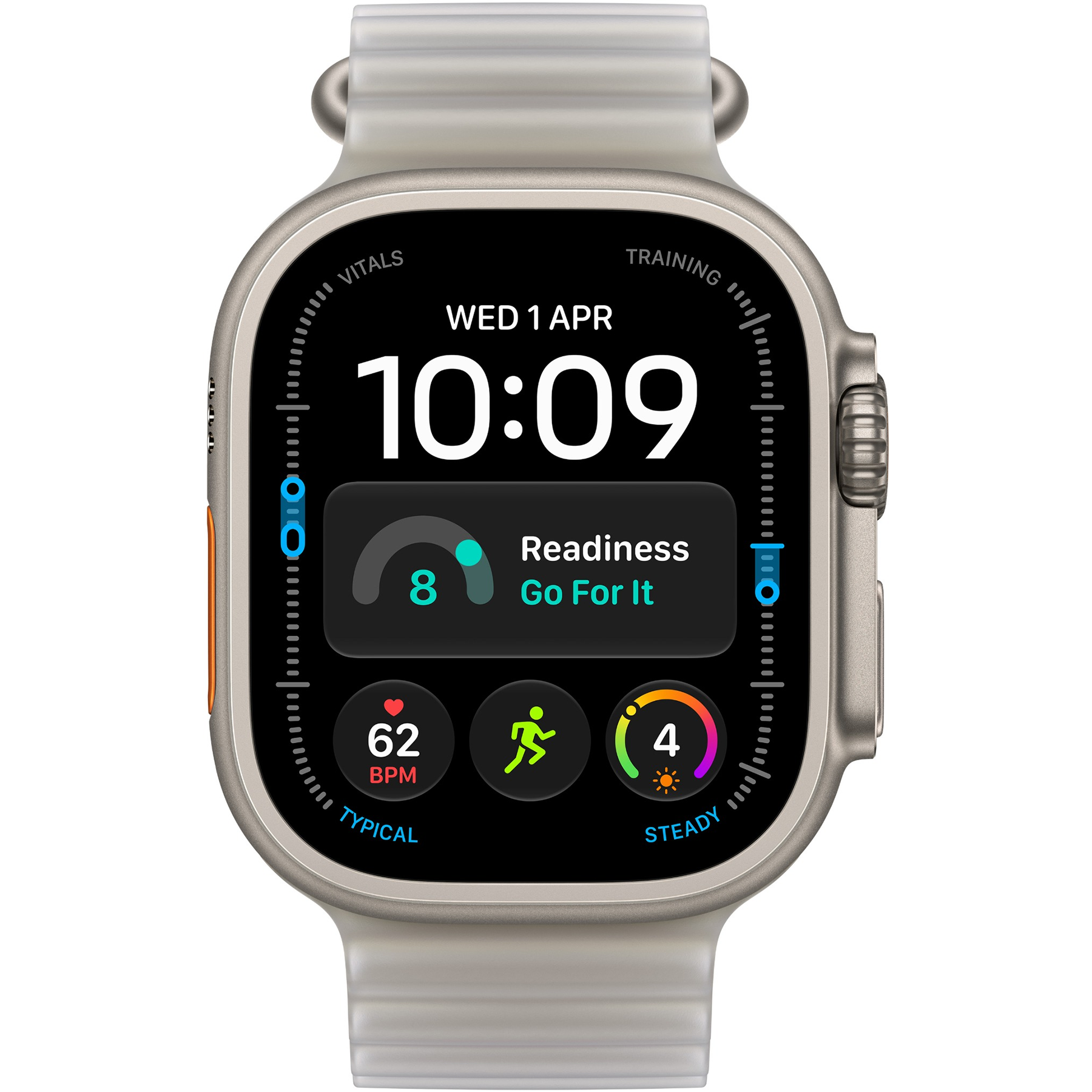 Apple Watch Ultra (4 Gen, 2026) (GPS+Cellular) 49mm Titanium Case (natural) with Ocean Band (translucent grey) - One Size, 130-200mm (MJAD4QI/A)