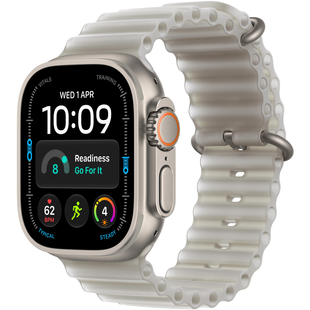 Apple Watch Ultra (4 Gen, 2026) (GPS+Cellular) 49mm Titanium Case (natural) with Ocean Band (translucent grey) - One Size, 130-200mm (MJAD4QI/A)