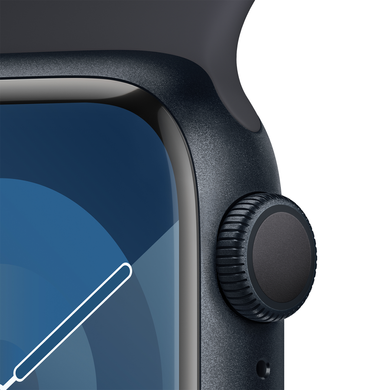 Apple Watch Series 9 (GPS) 41mm Aluminum Case (midnight) with Sport Band (midnight) - S/M (MR8W3QP/A)