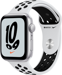 Apple Watch Nike SE (GPS) 44mm Aluminum Case (silver) with Nike Sport Band (pure platinum/black) (MKQ73)
