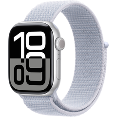 Apple Watch Series 10 (GPS) 42mm Aluminum Case (silver) with Sport Loop (blue cloud) (MWWD3)