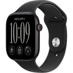 Apple Watch Series 12 (GPS) 46mm Aluminum Case (black) with Sport Band (black) - M/L, 160-210mm (MJEL4RK/A)