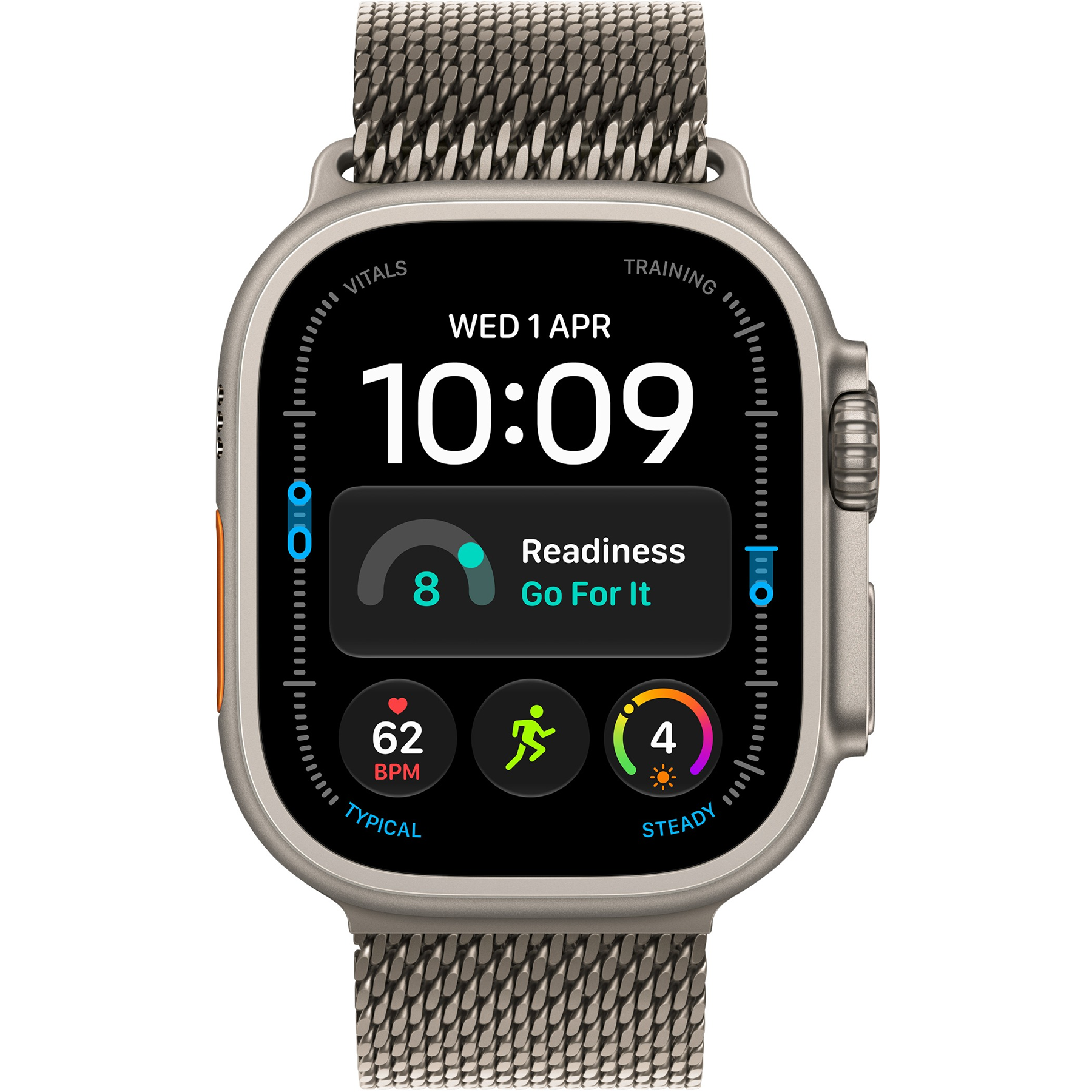 Apple Watch Ultra (4 Gen, 2026) (GPS+Cellular) 49mm Titanium Case (natural) with Titanium Milanese Loop (natural) - M, 155-185mm (MJA94QI/A)