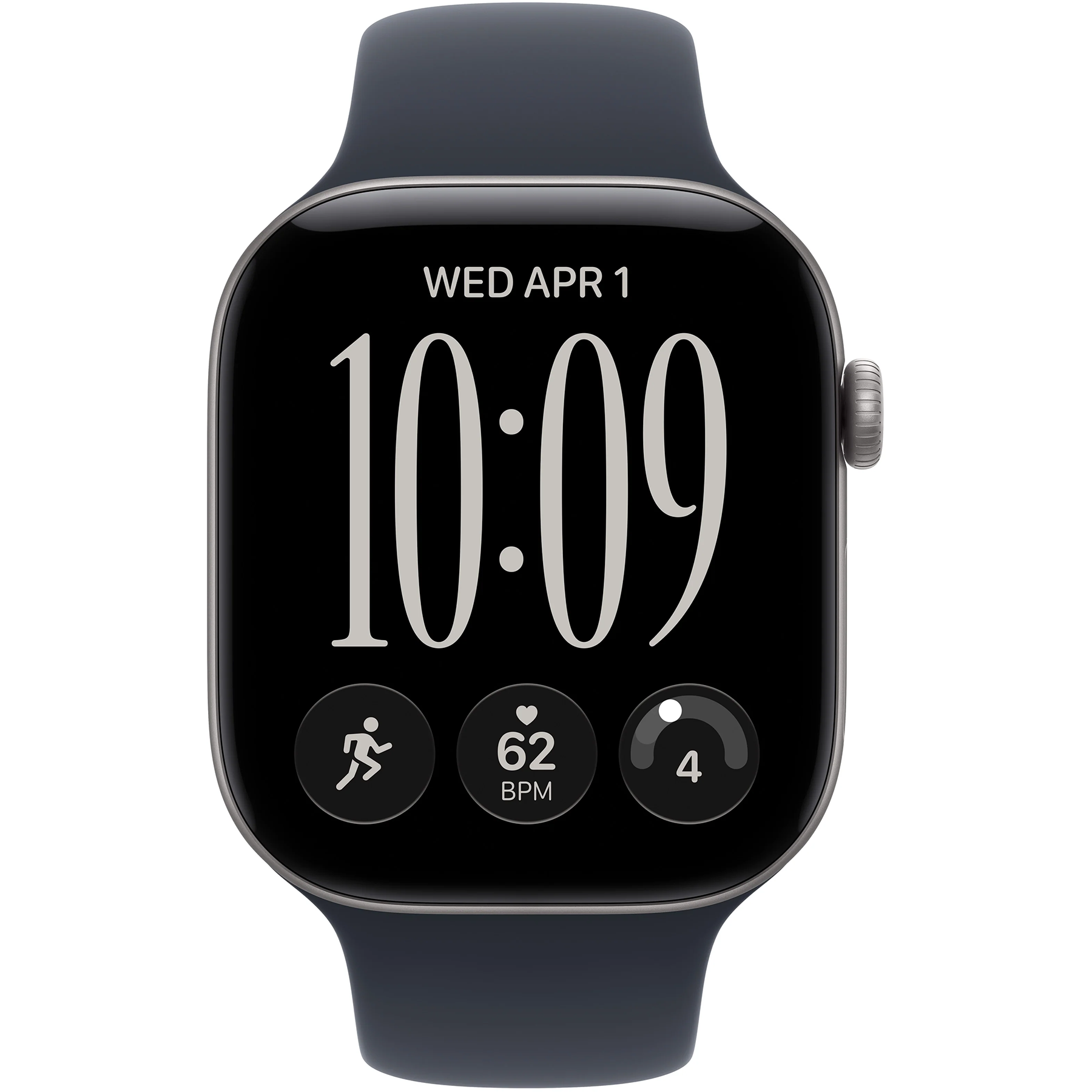 Apple Watch Series 12 (GPS) 46mm Aluminum Case (space grey) with Sport Band (navy blue) - S/M, 140-190mm (MJEH4RK/A)