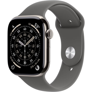 Apple Watch Series 11 (GPS+Cellular) 46mm Titanium Case (natural) with Sport Band (stone grey) - S/M, 140-190mm (MFCW4RK/A)